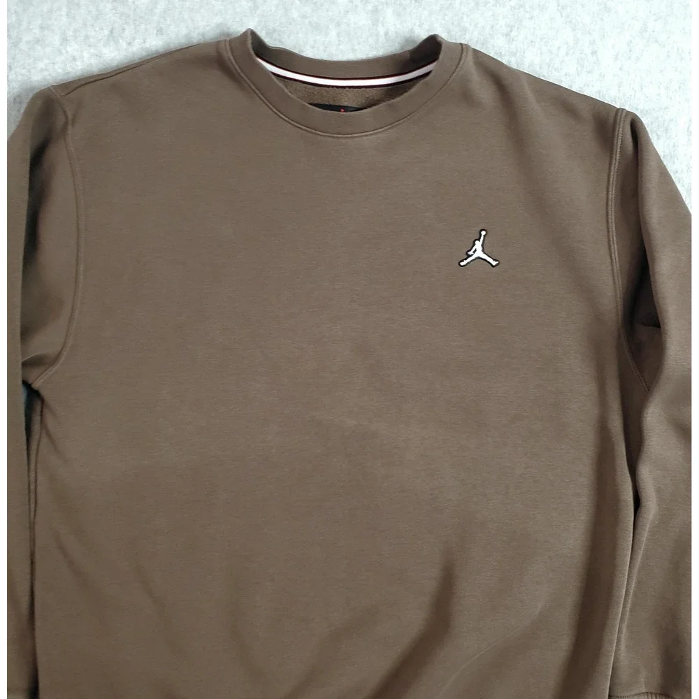 Nike Jordan Sweatshirt Mens Small Brown Fleece Crew Jumpman Logo DQ7520-274